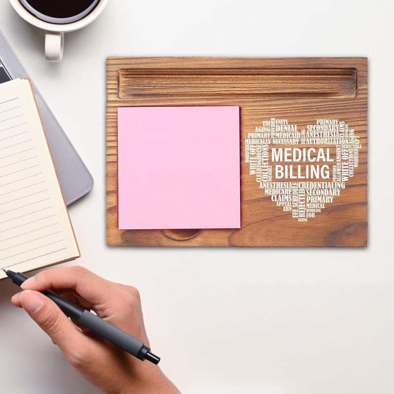 EFFJNSG Medical Billing Desk Organizer, Inspirational Sticky Note Holder, Medical Billing Words Heart Design, Gifts for Medical Billers and Healthcare Administrators EDP139 - Image 3